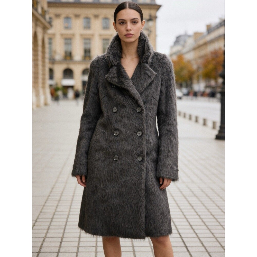 Kulson Italy Double-breasted Alpaca Fur Coat Sz 40 IT 4 US